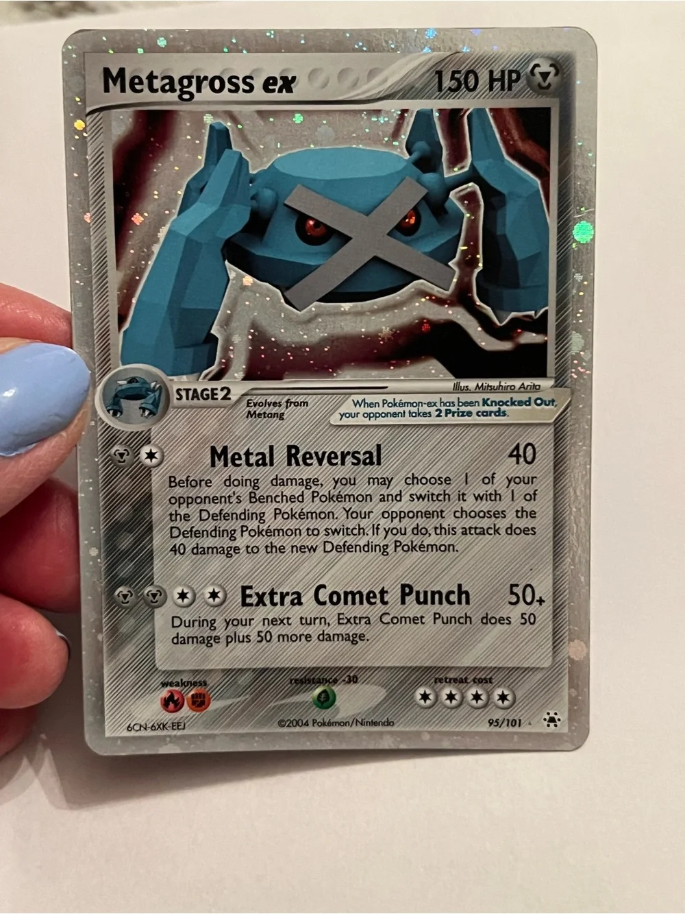 2004 Ultra Rare Metagross Ex Holo 95/101 Hidden Legends Pokémon Card